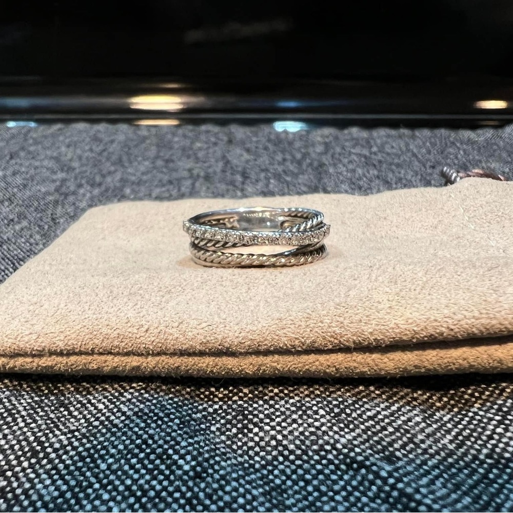 David Yurman Diamond crossover ring size 7